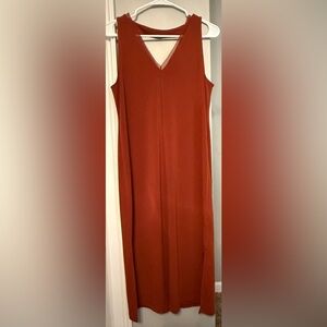 Banana Republic Terracotta Orange Sleeveless V-Neck Midi dress Size M